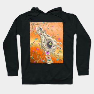 Giraffe Skull Head -Dia De Los Muertos -  Colorful Giraffe - Wild Life Hoodie